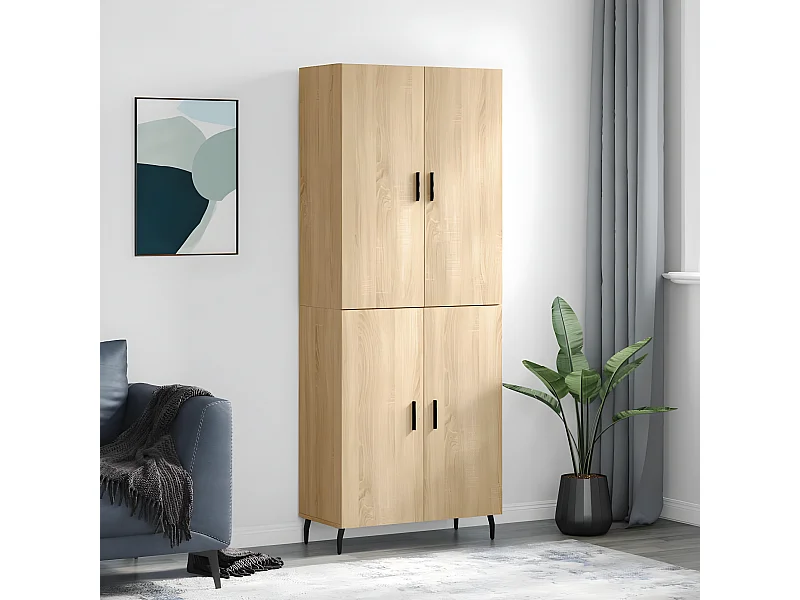 Aparador alto roble Sonoma 69,5x34x180 cm Madera contrachapada