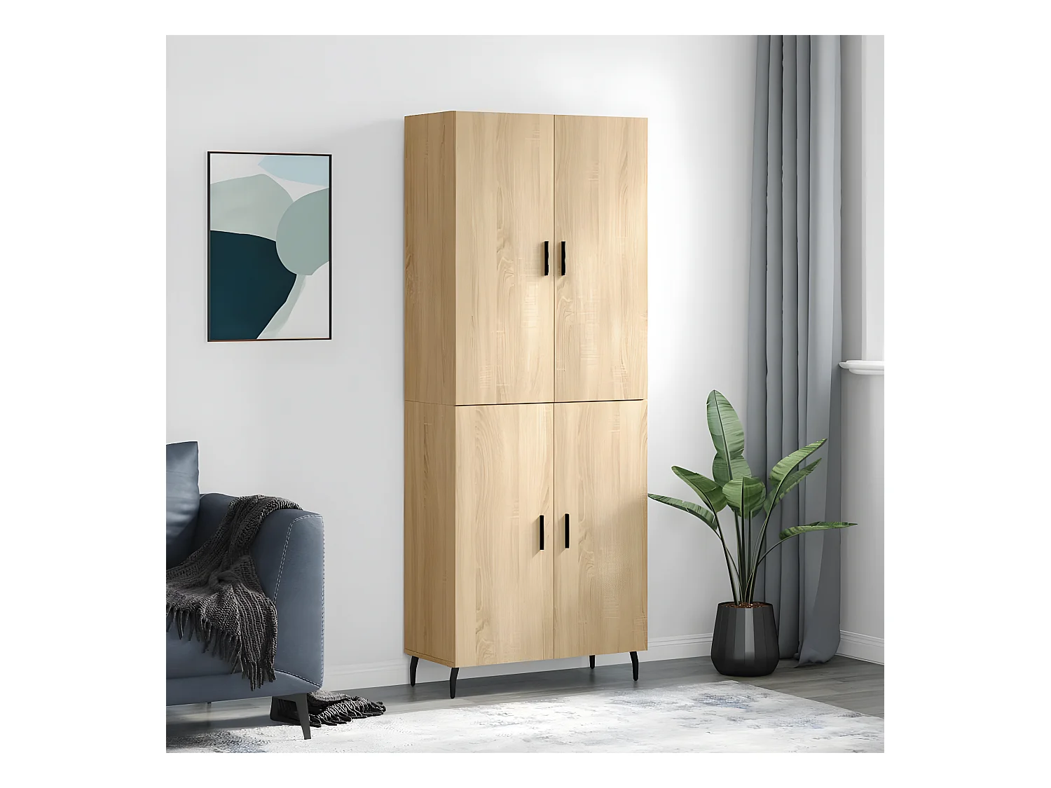 Credenza alta Rovere Sonoma 69,5x34x180 cm MDF