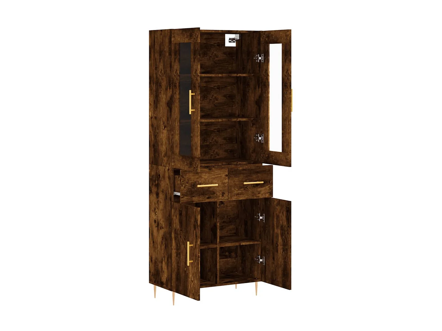 Aparador alto Roble ahumado 69,5x34x180 cm Madera contrachapada