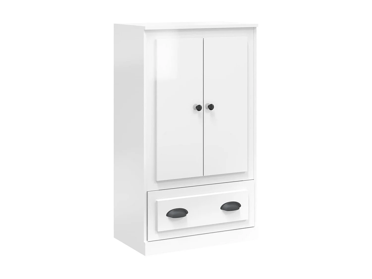 Buffet haut blanc brillant 60x35,5x103,5 cm bois d'ingénierie