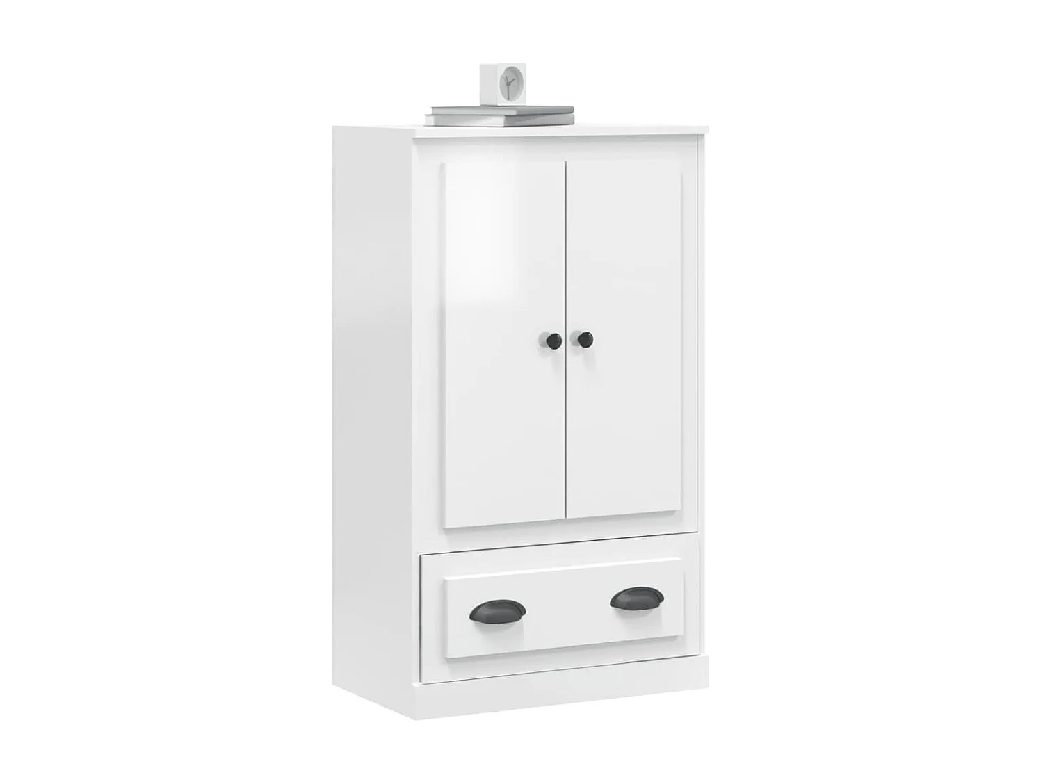 Buffet haut blanc brillant 60x35,5x103,5 cm bois d'ingénierie