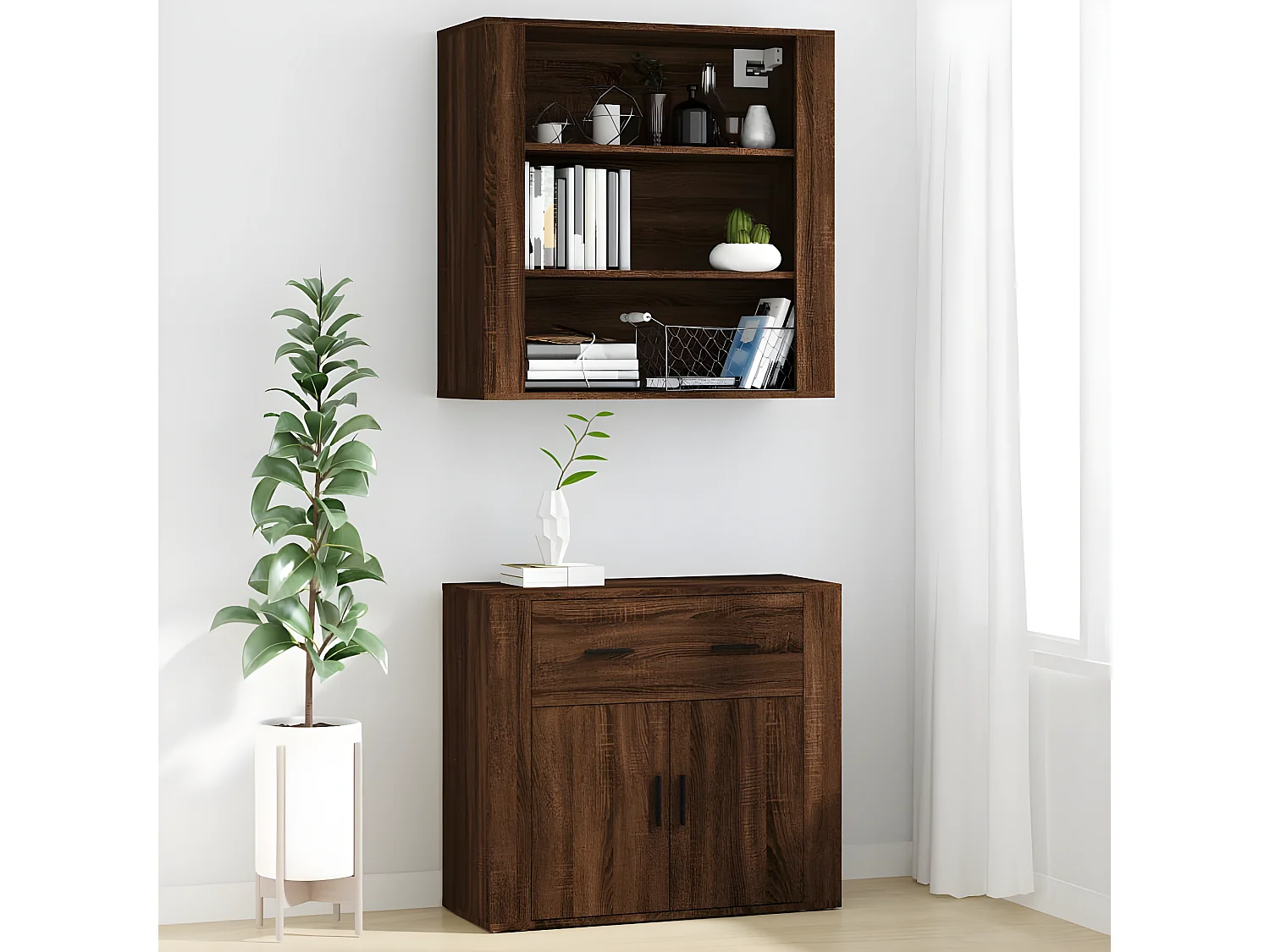 Buffet haut Chêne marron Bois d'ingénierie