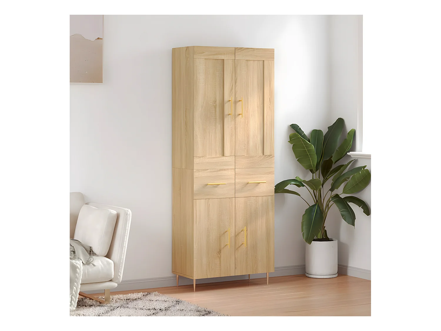Credenza alta Rovere Sonoma 69,5x34x180 cm MDF