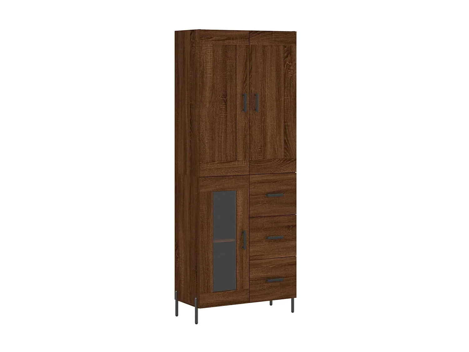 Buffet haut Chêne marron 69,5x34x180 cm Bois d'ingénierie