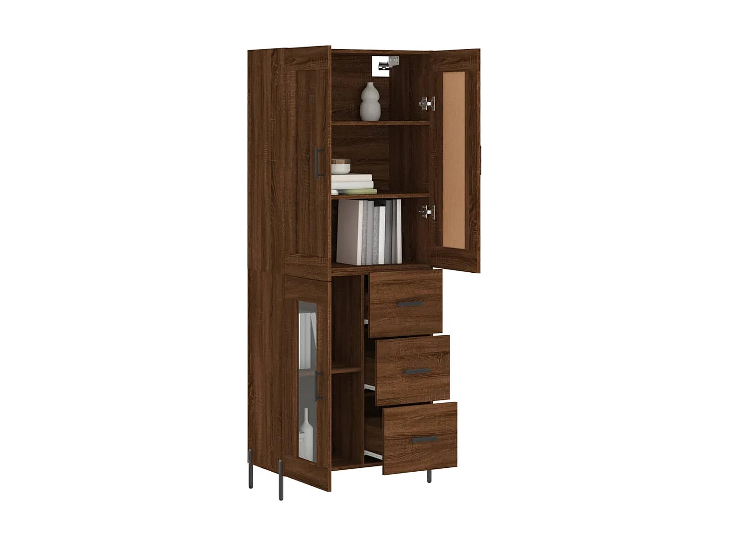 Buffet haut Chêne marron 69,5x34x180 cm Bois d'ingénierie