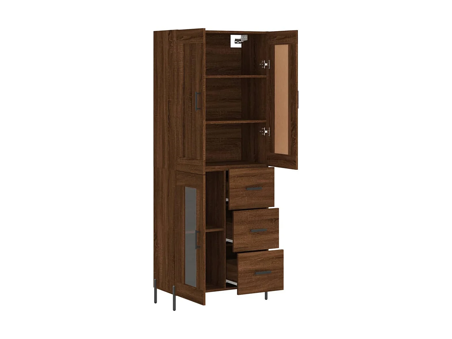 Buffet haut Chêne marron 69,5x34x180 cm Bois d'ingénierie