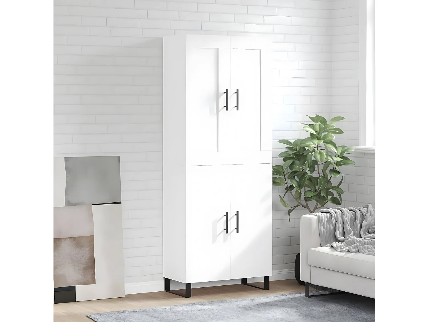 Hohes Sideboard Weiß 69,5 x 34 x 180 cm Holzwerkstoff