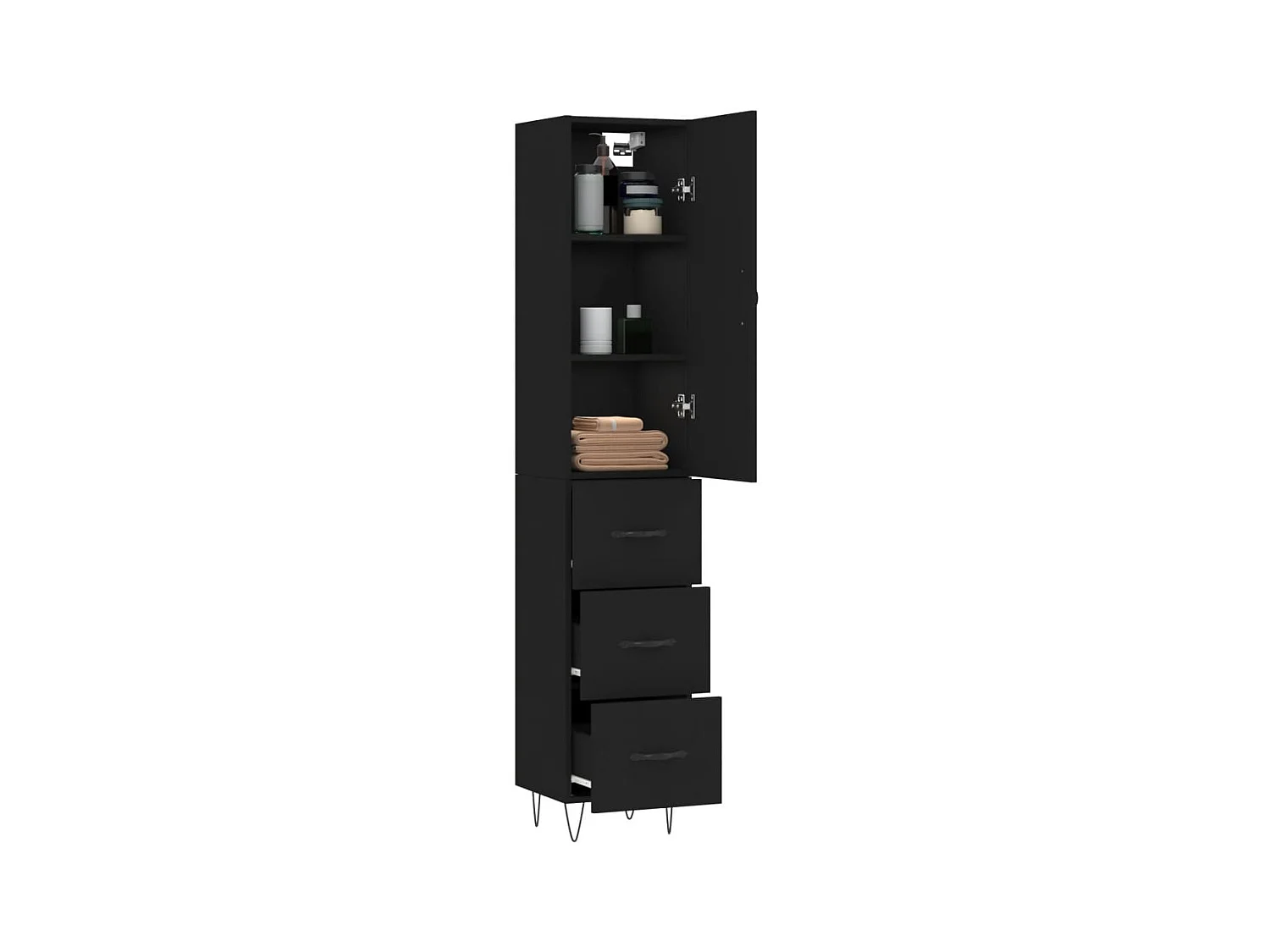 Buffet haut Noir 34,5x34x180 cm Bois d'ingénierie