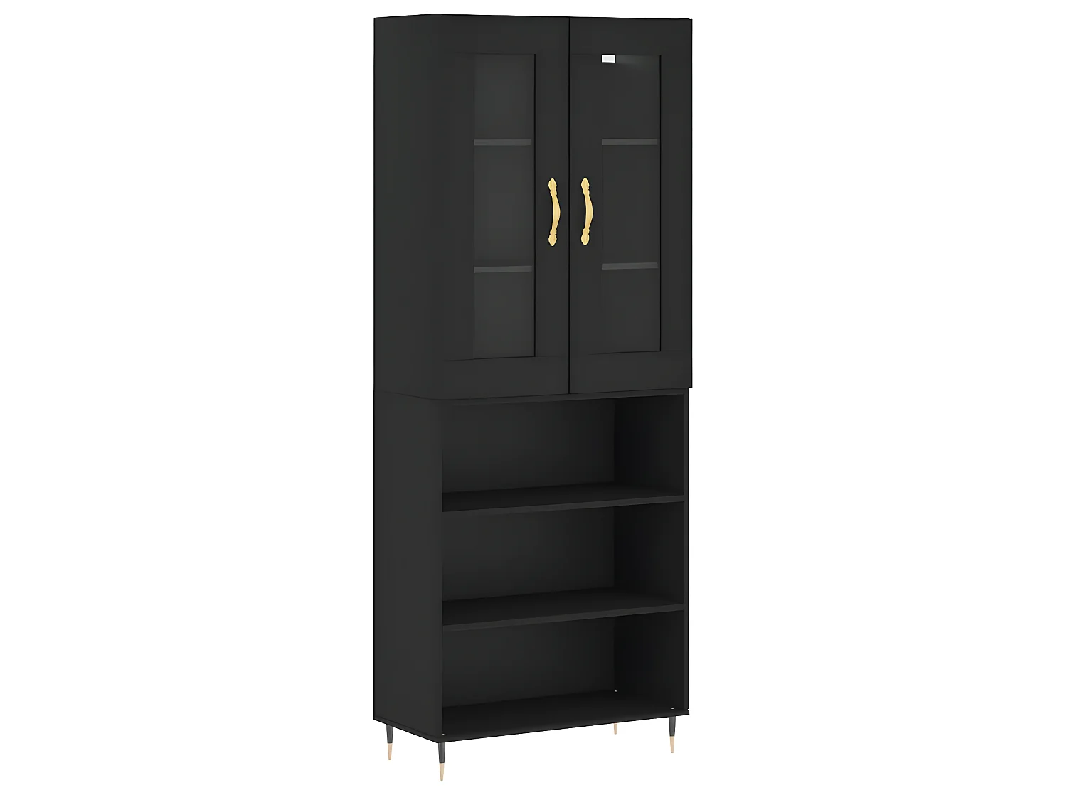 Buffet haut Noir 69,5x34x180 cm Bois d'ingénierie
