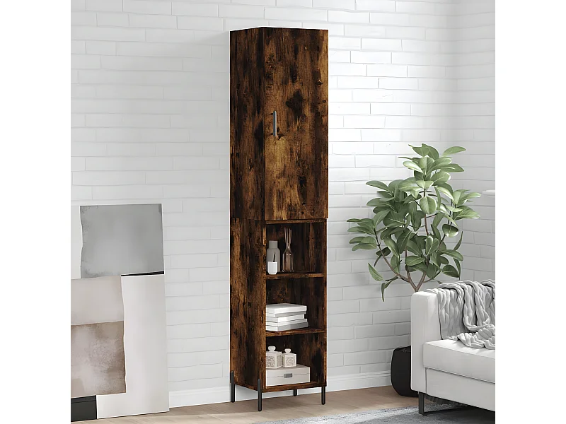 Hohes Sideboard Räuchereiche 34,5x34x180 cm Holzwerkstoff