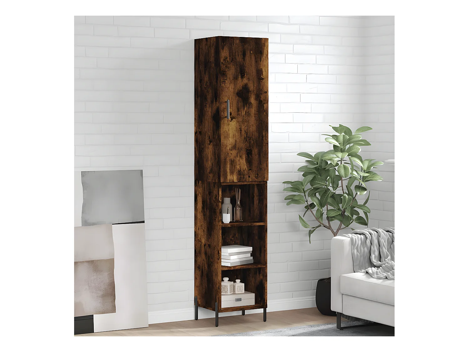 Credenza alta Rovere affumicato 34,5x34x180 cm MDF