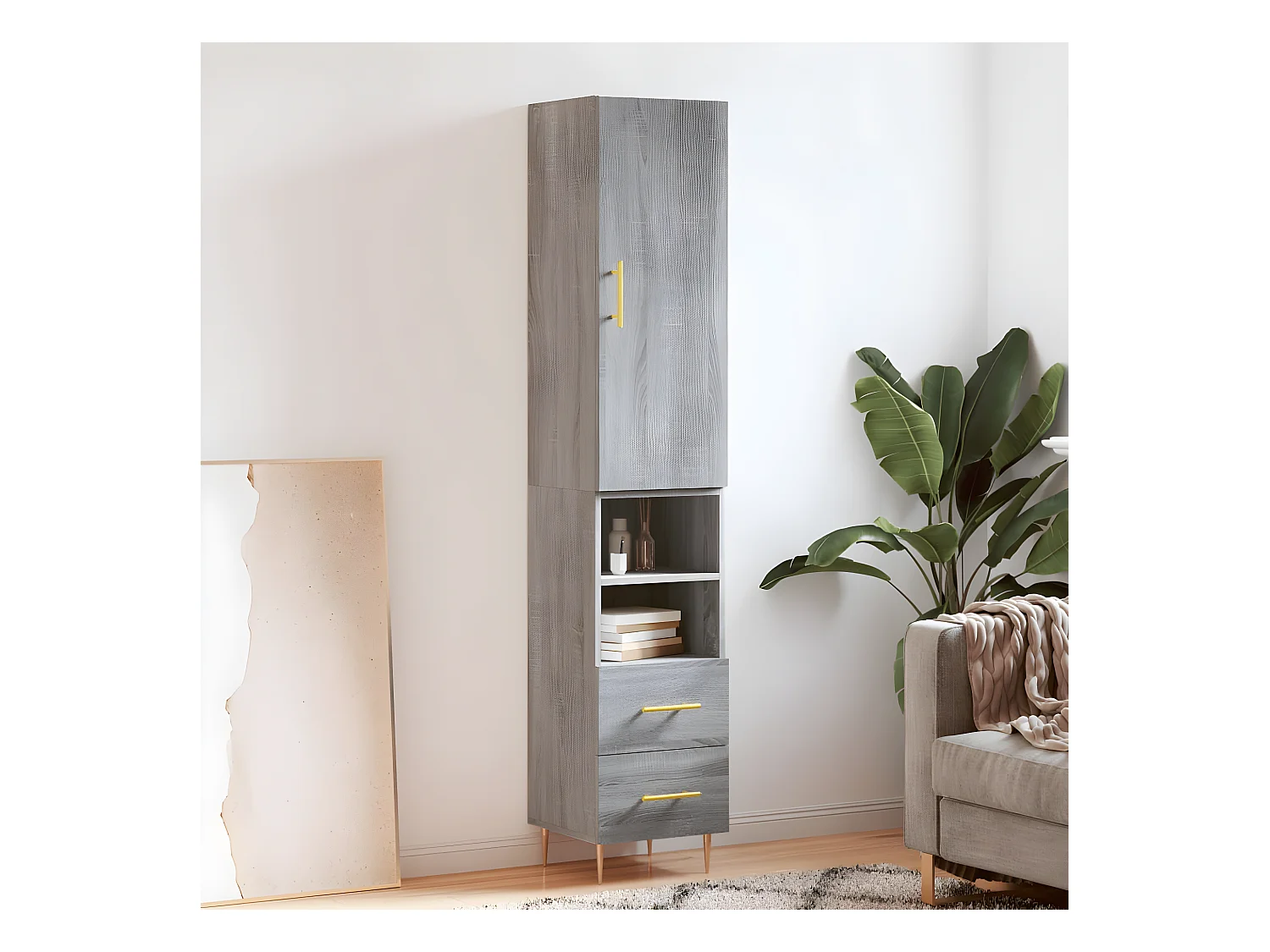 Buffet haut Sonoma gris 34,5x34x180 cm Bois d'ingénierie