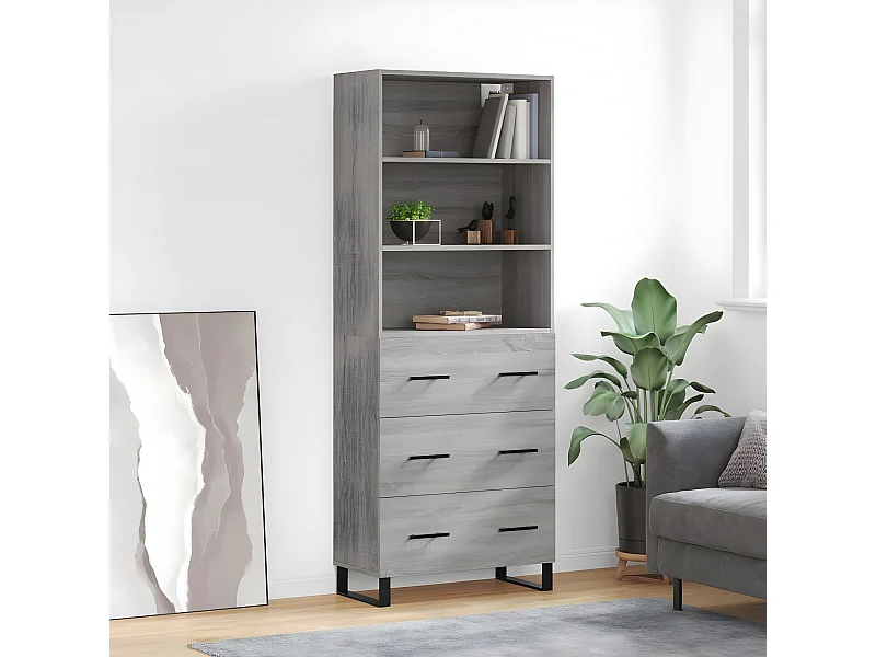 Sonoma hohes Sideboard grau 69,5x34x180 cm Holzwerkstoff