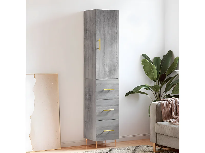 Sonoma hohes Sideboard grau 34,5x34x180 cm Holzwerkstoff