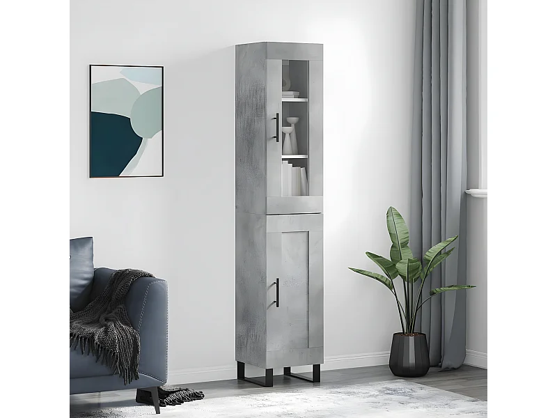Credenza alta Grigio cemento 34,5x34x180 cm MDF