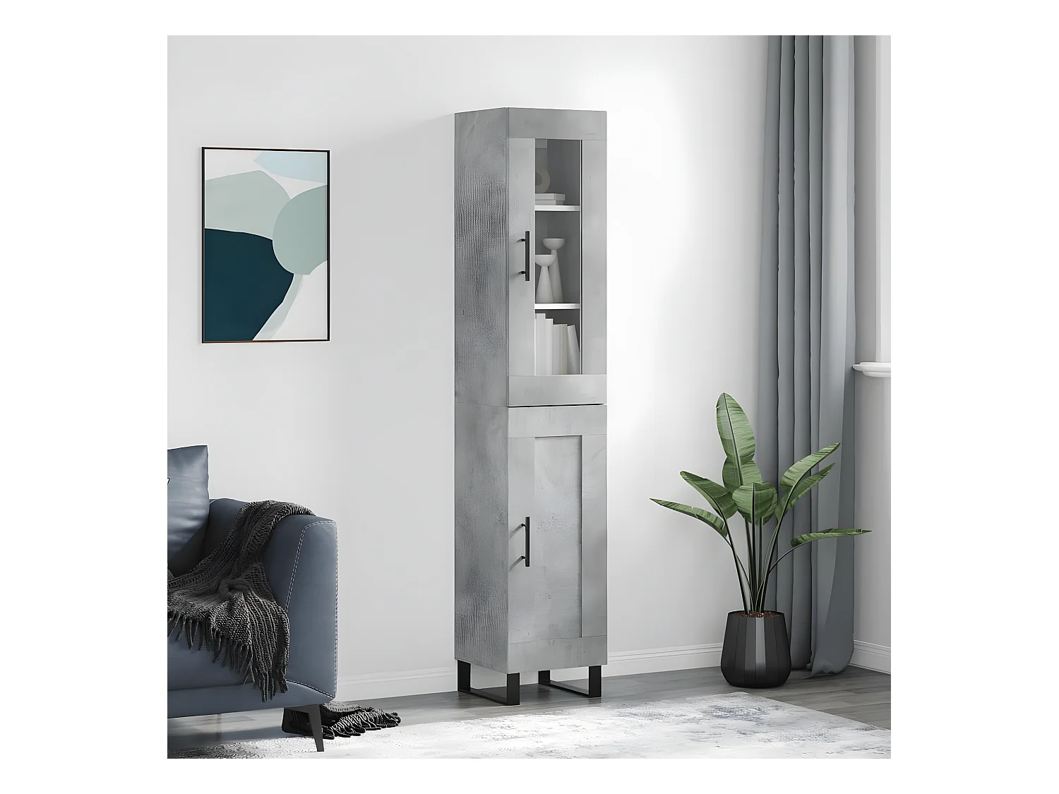 Credenza alta Grigio cemento 34,5x34x180 cm MDF