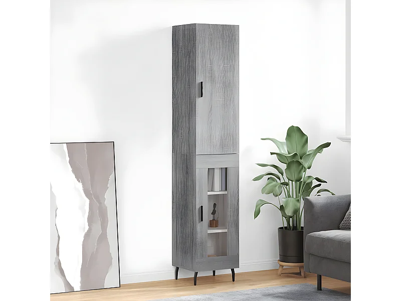 Credenza alta Sonoma grigia 34,5x34x180 cm MDF