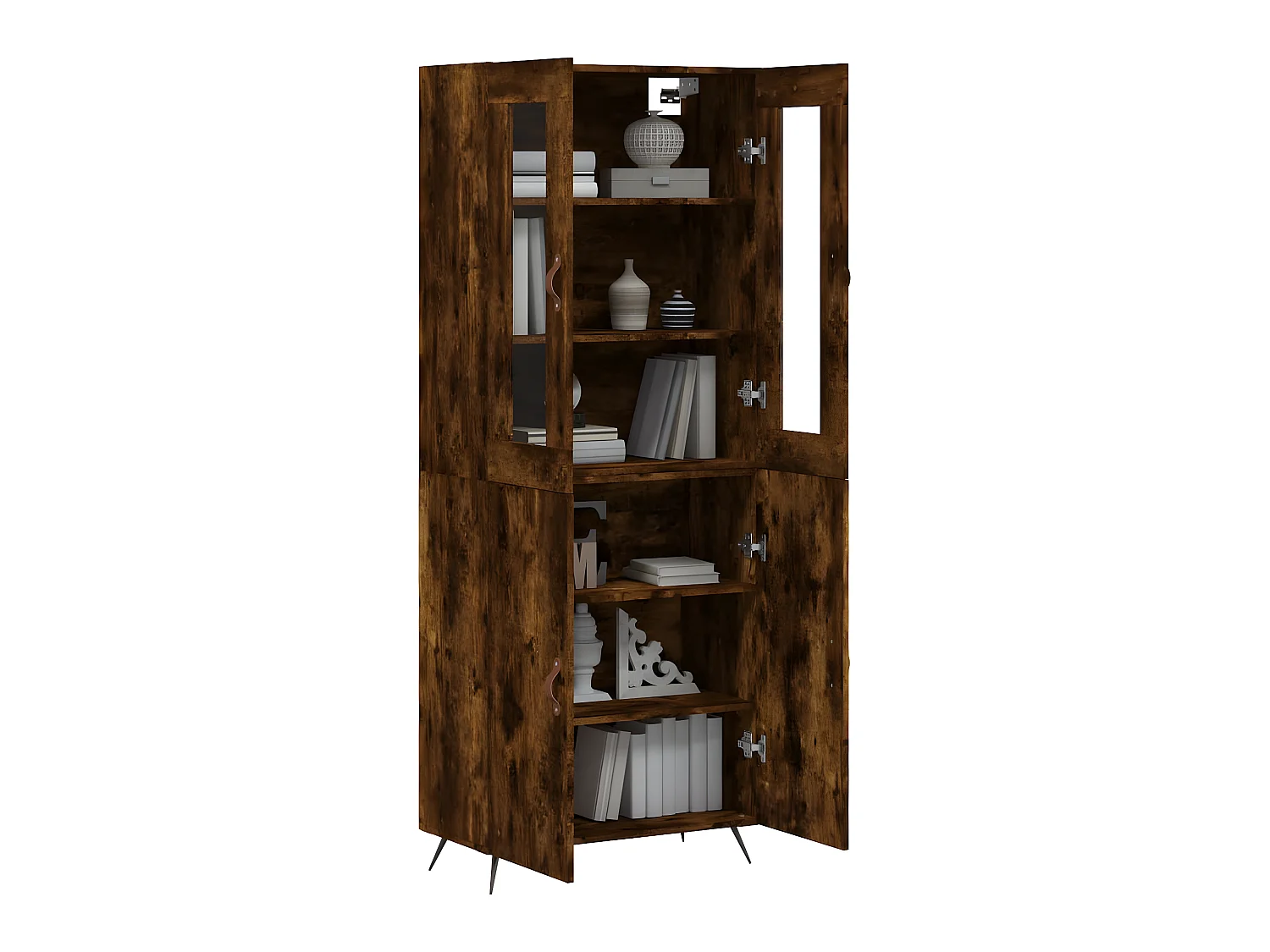 Buffet haut Chêne fumé 69,5x34x180 cm Bois d'ingénierie