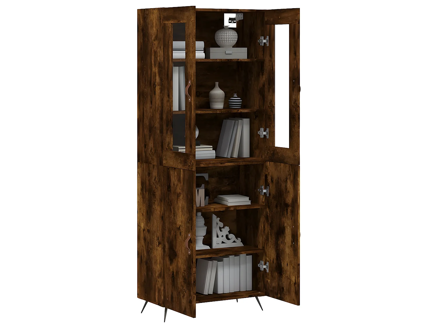 Buffet haut Chêne fumé 69,5x34x180 cm Bois d'ingénierie