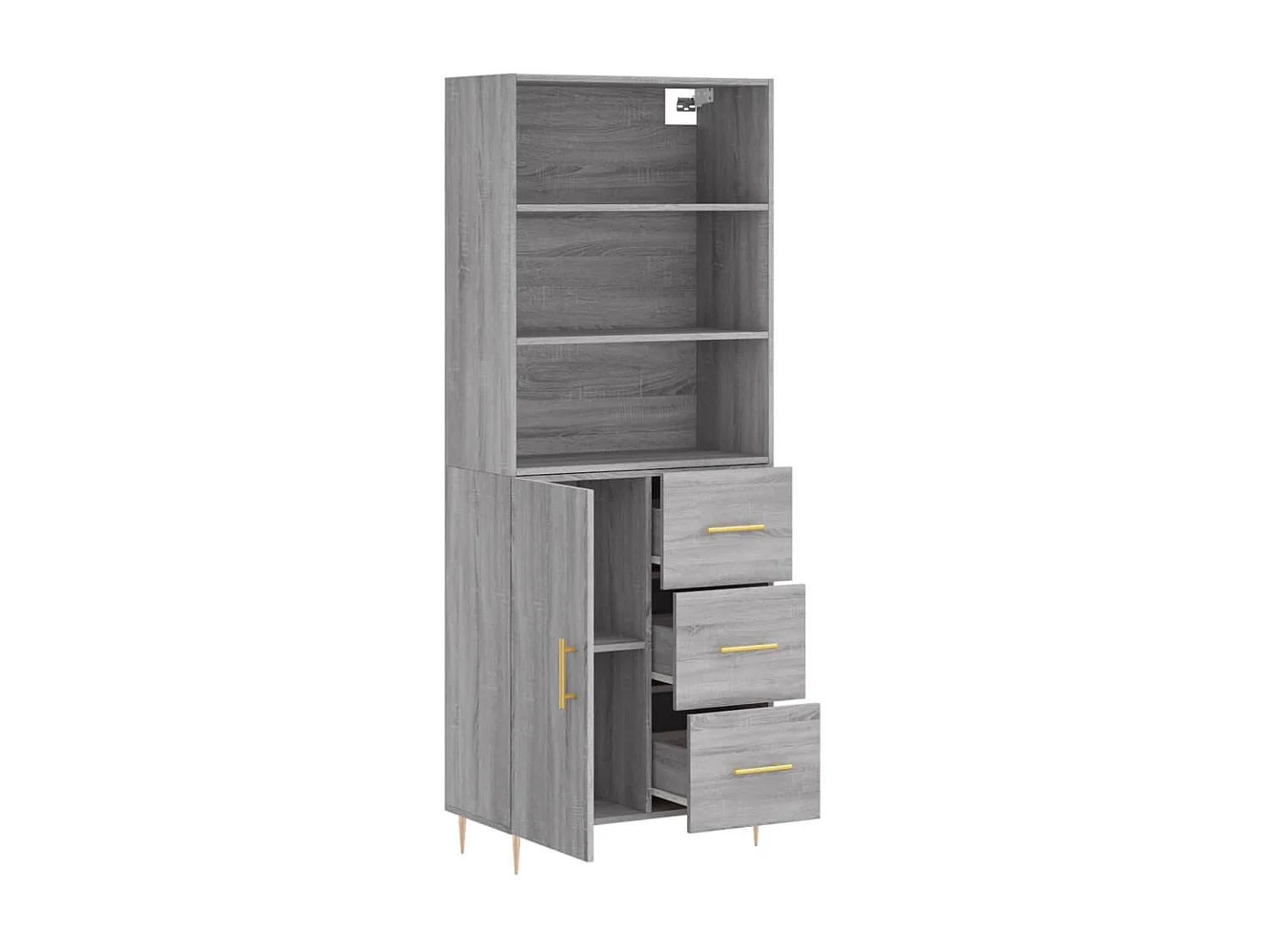 Aparador alto Sonoma gris 69,5x34x180 cm madera contrachapada