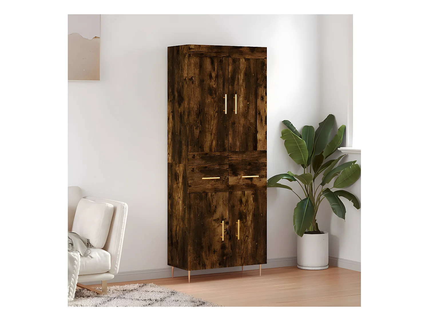 Credenza alta Rovere affumicato 69,5x34x180 cm MDF