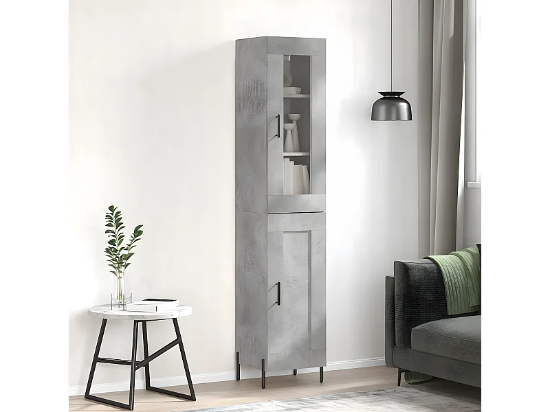 Credenza alta Grigio cemento 34,5x34x180 cm MDF