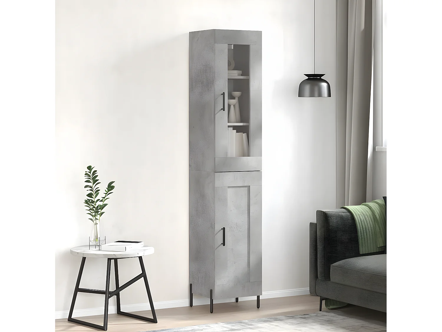 Credenza alta Grigio cemento 34,5x34x180 cm MDF