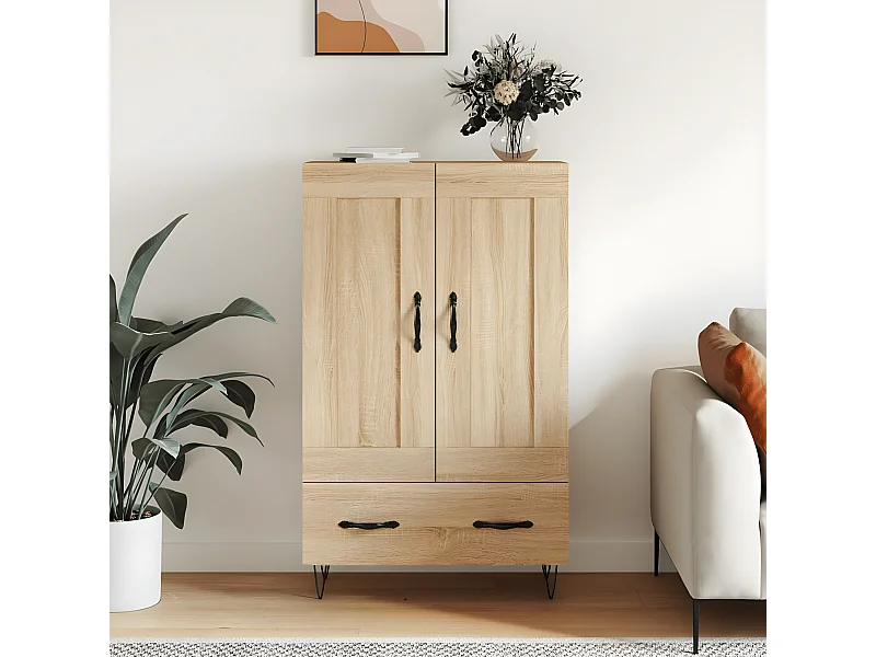 Hohes Sideboard aus Sonoma-Eiche, 69,5 x 31 x 115 cm, Holzwerkstoff