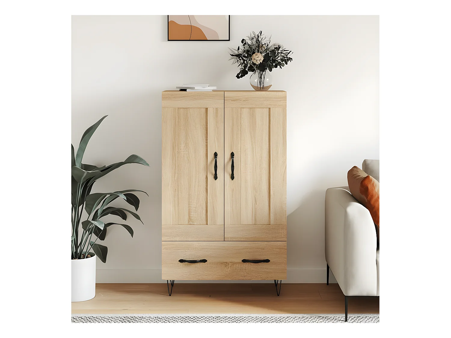 Credenza alta in rovere Sonoma 69,5x31x115 cm in multistrato