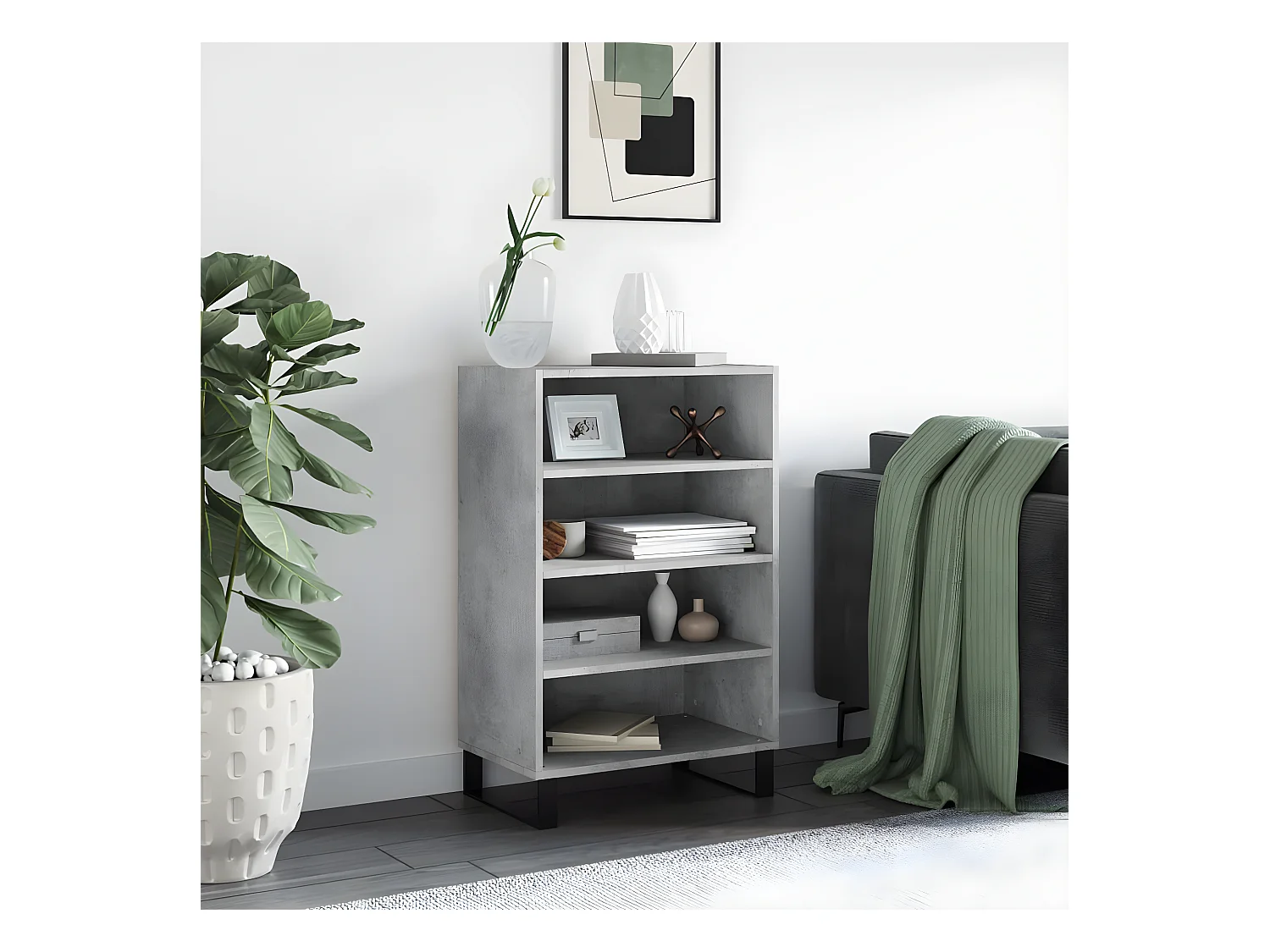 Credenza alta 57x35x90 cm in multistrato grigio cemento