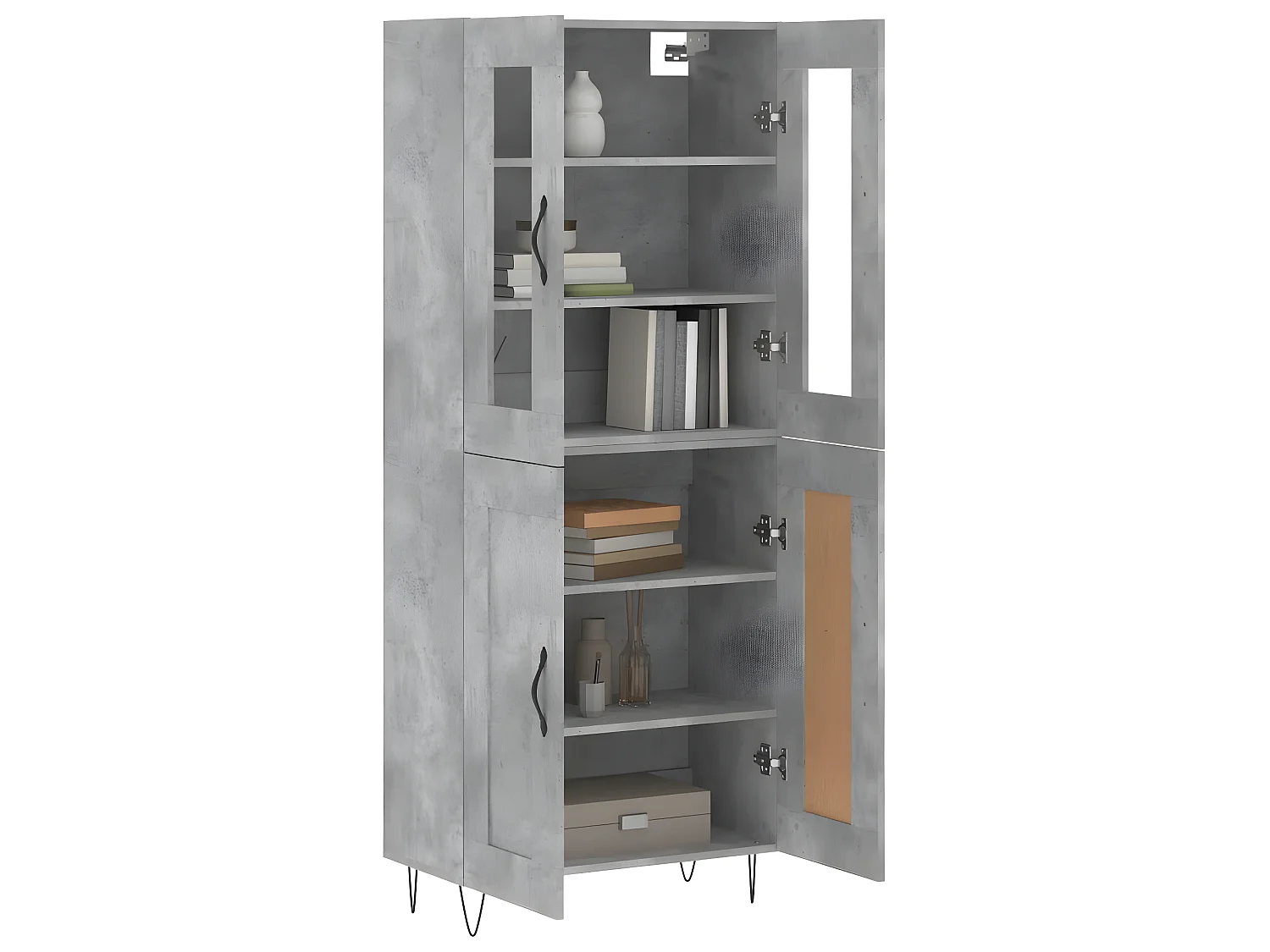 Aparador alto Gris hormigón 69,5x34x180 cm Madera contrachapada