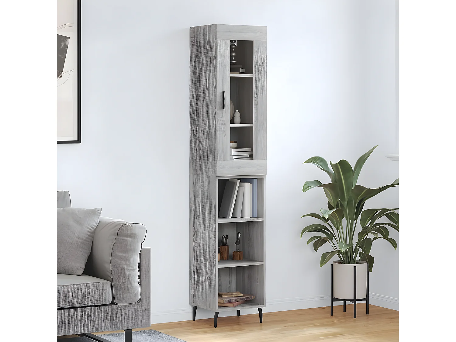 Sonoma hohes Sideboard grau 34,5x34x180 cm Holzwerkstoff