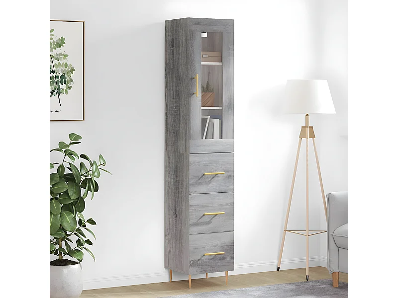 Credenza alta Sonoma grigia 34,5x34x180 cm MDF