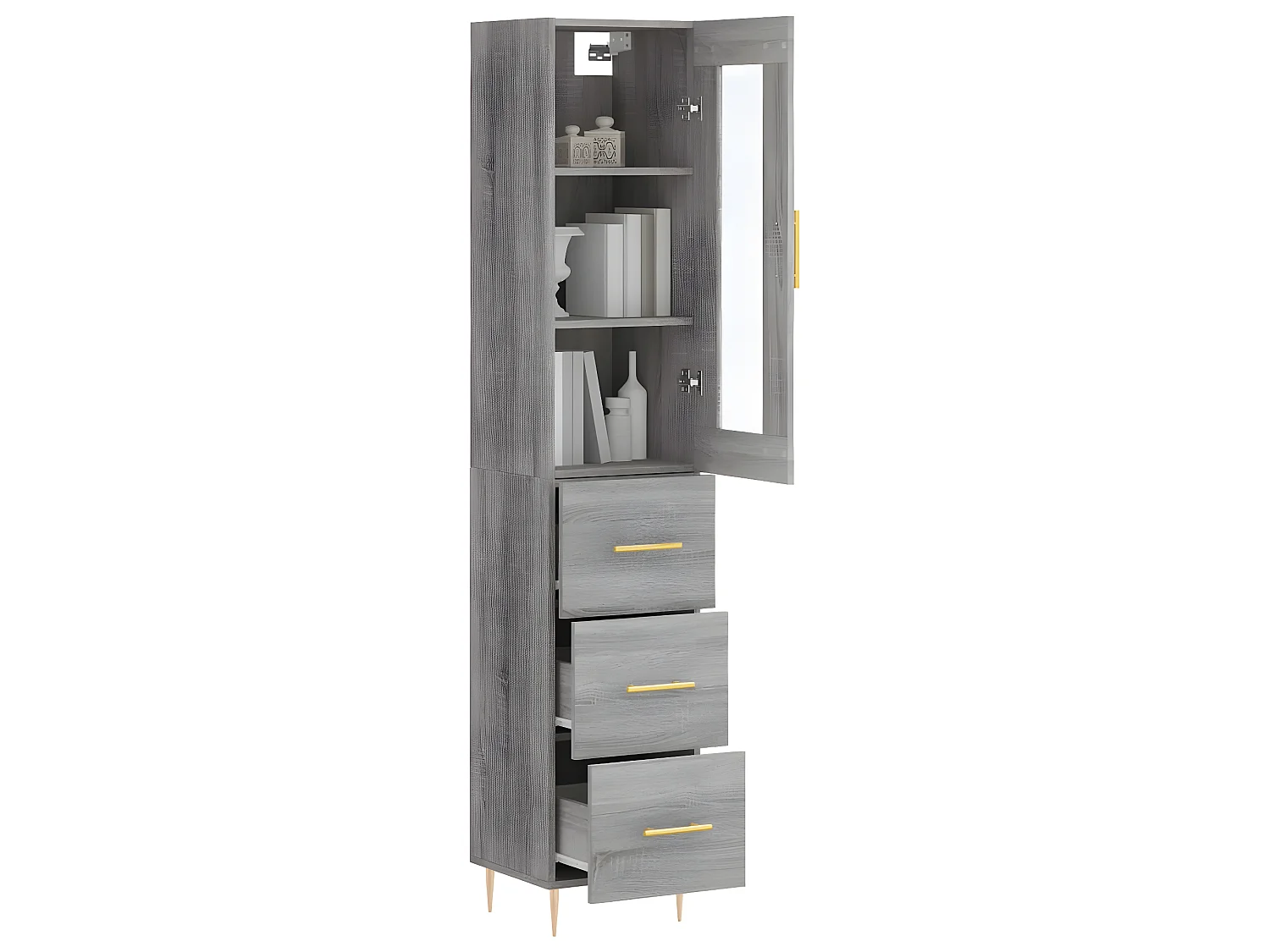 Buffet haut Sonoma gris 34,5x34x180 cm Bois d'ingénierie