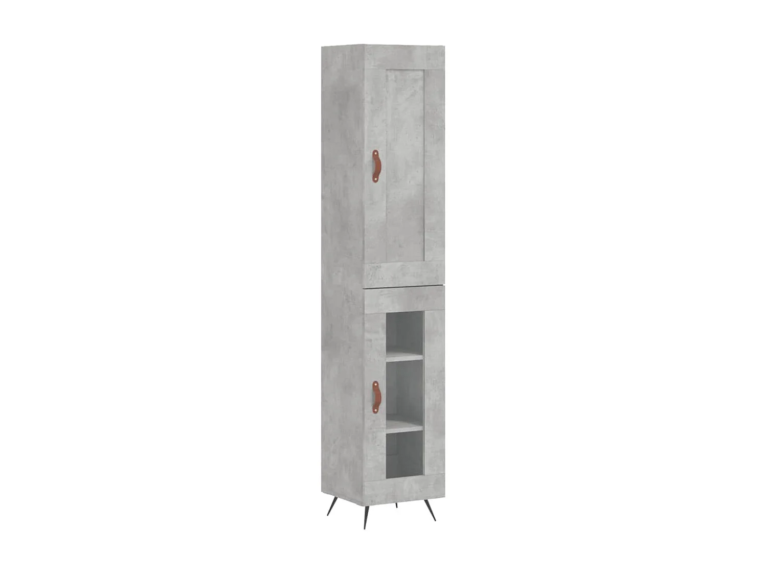 Aparador alto concreto cinza 34,5x34x180 cm madeira trabalhada