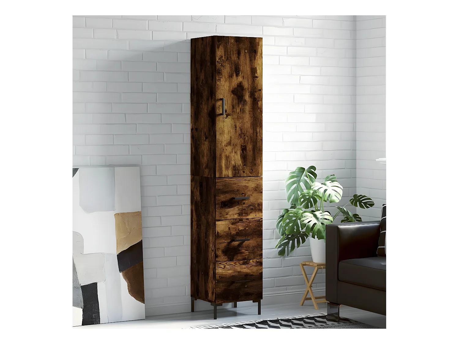 Credenza alta Rovere affumicato 34,5x34x180 cm MDF