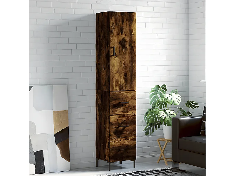 Hohes Sideboard Räuchereiche 34,5x34x180 cm Holzwerkstoff