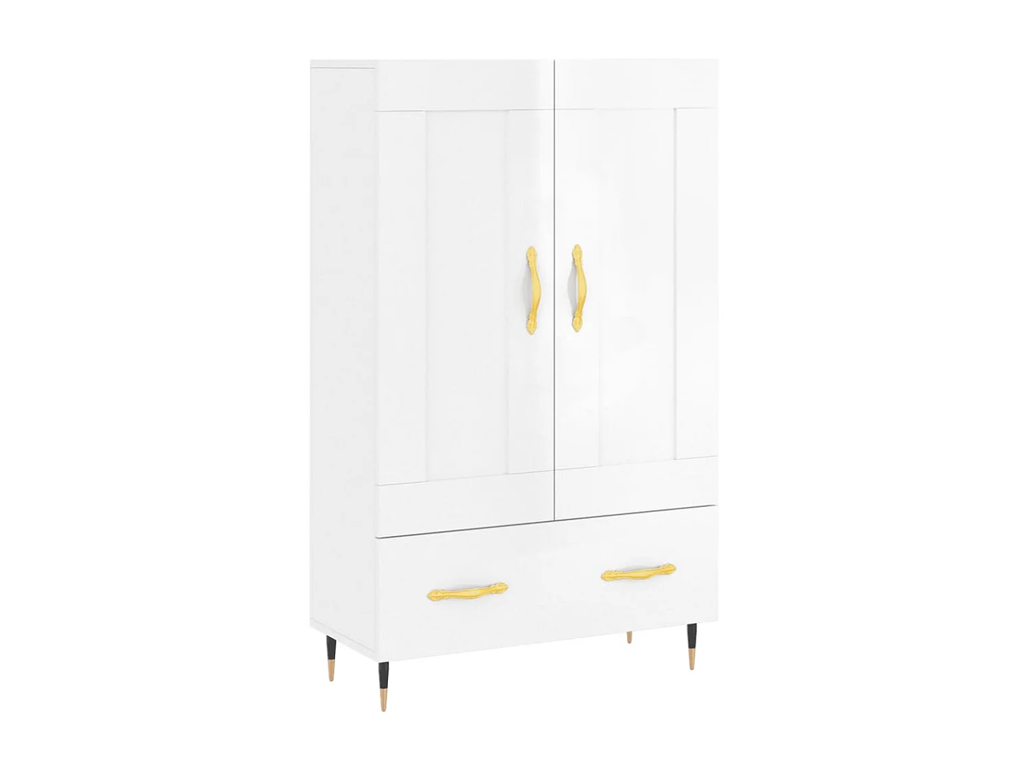 Buffet haut blanc brillant 69,5x31x115 cm bois d'ingénierie