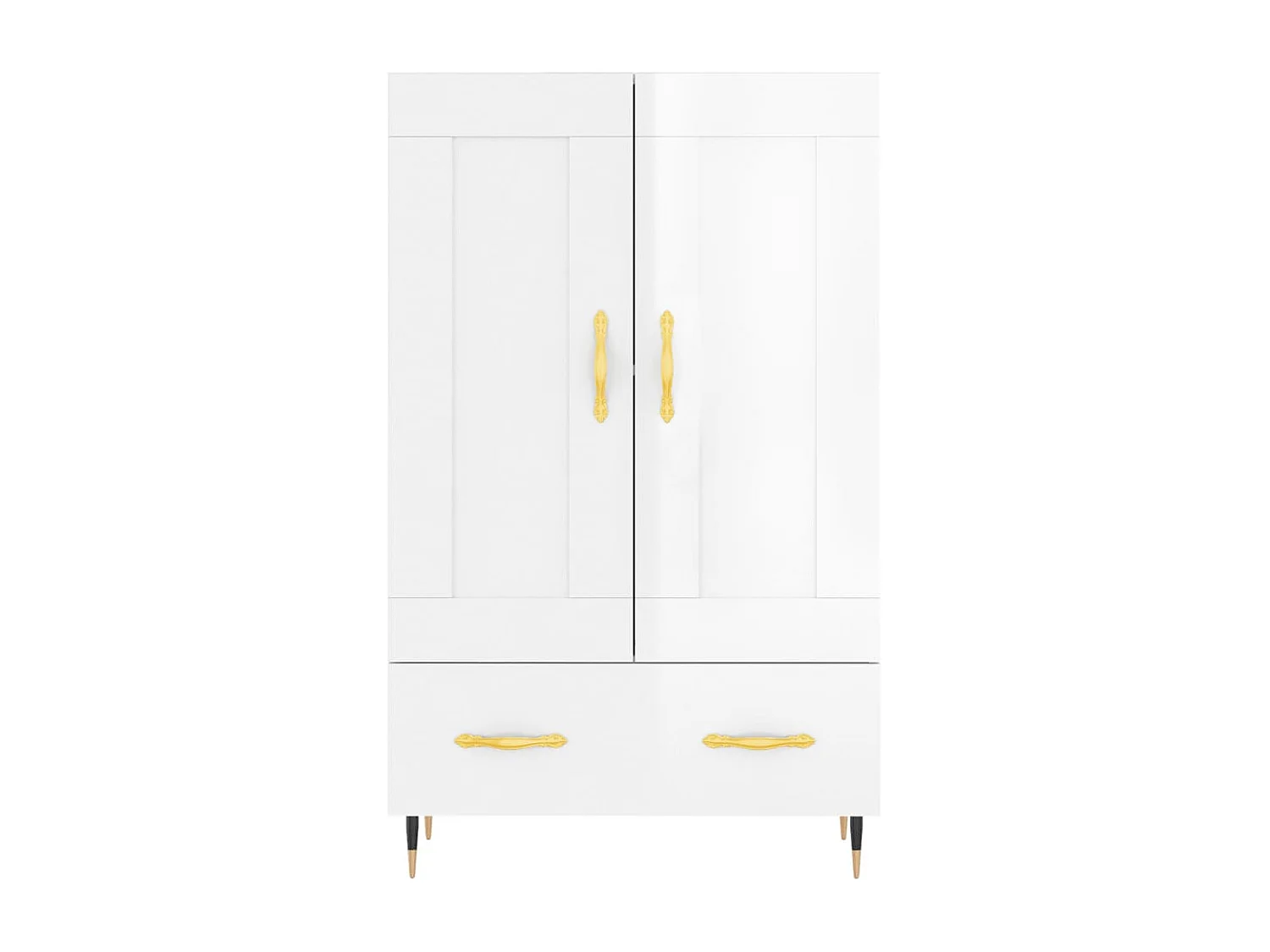 Buffet haut blanc brillant 69,5x31x115 cm bois d'ingénierie
