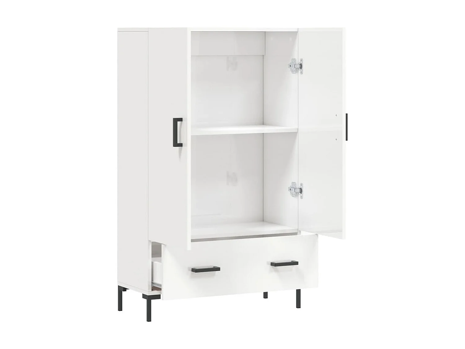 Buffet haut blanc brillant 69,5x31x115 cm bois d'ingénierie
