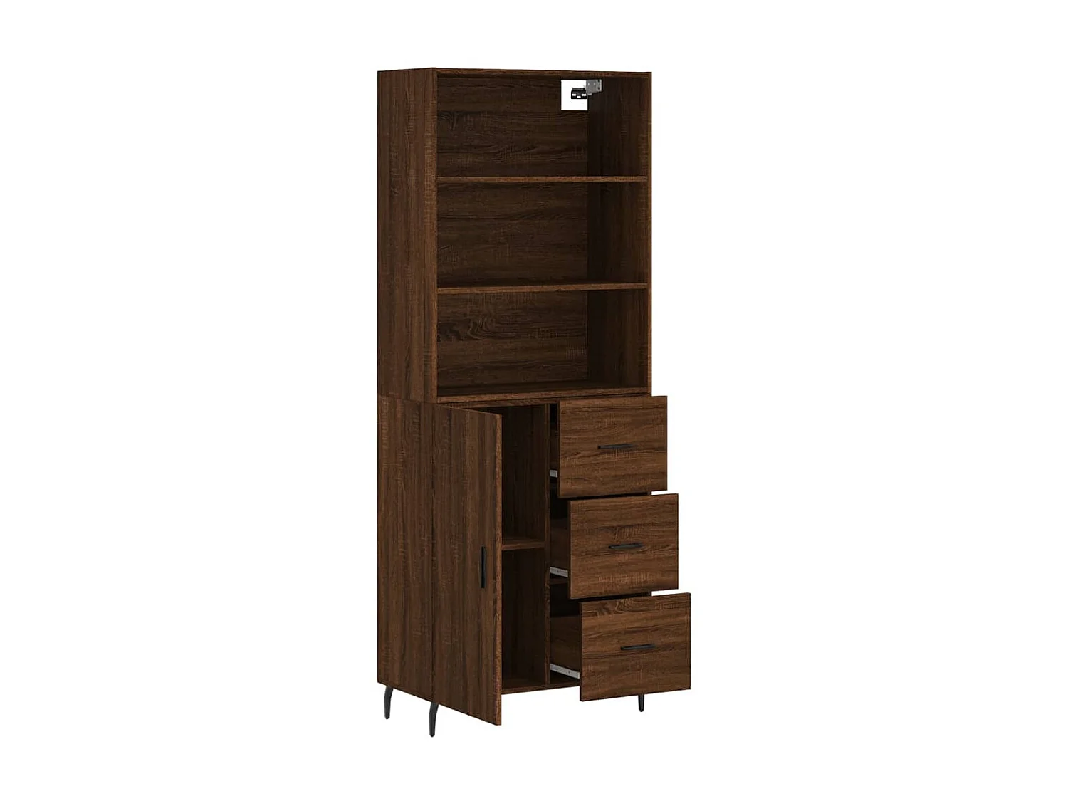Buffet haut Chêne marron 69,5x34x180 cm Bois d'ingénierie