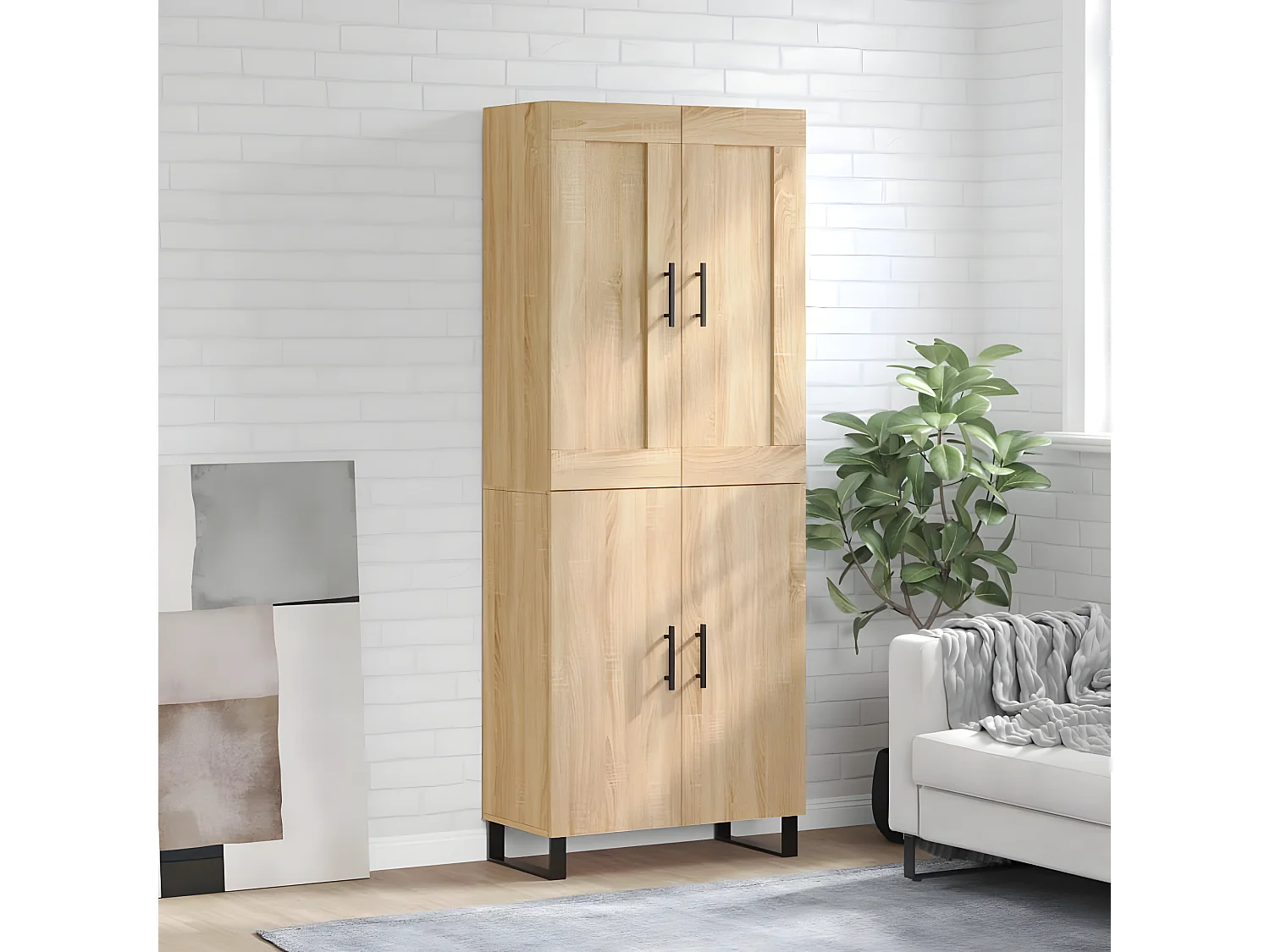 Aparador alto roble Sonoma 69,5x34x180 cm Madera contrachapada