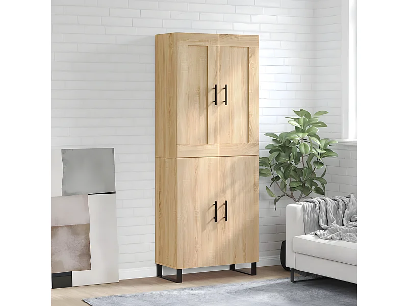 Aparador alto roble Sonoma 69,5x34x180 cm Madera contrachapada