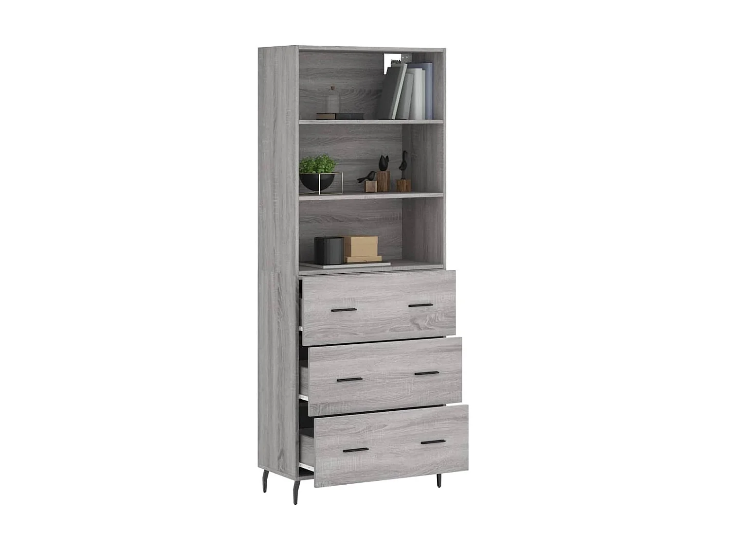 Buffet haut Sonoma gris 69,5x34x180 cm Bois d'ingénierie