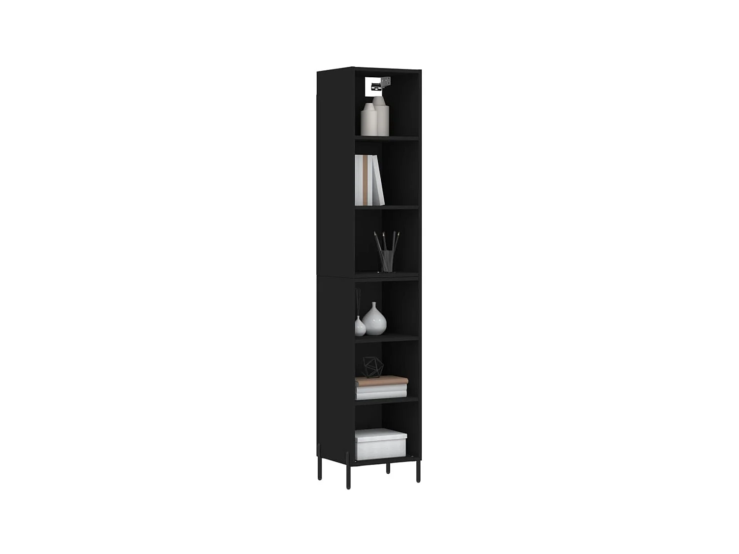 Buffet haut Noir 34,5x32,5x180 cm Bois d'ingénierie