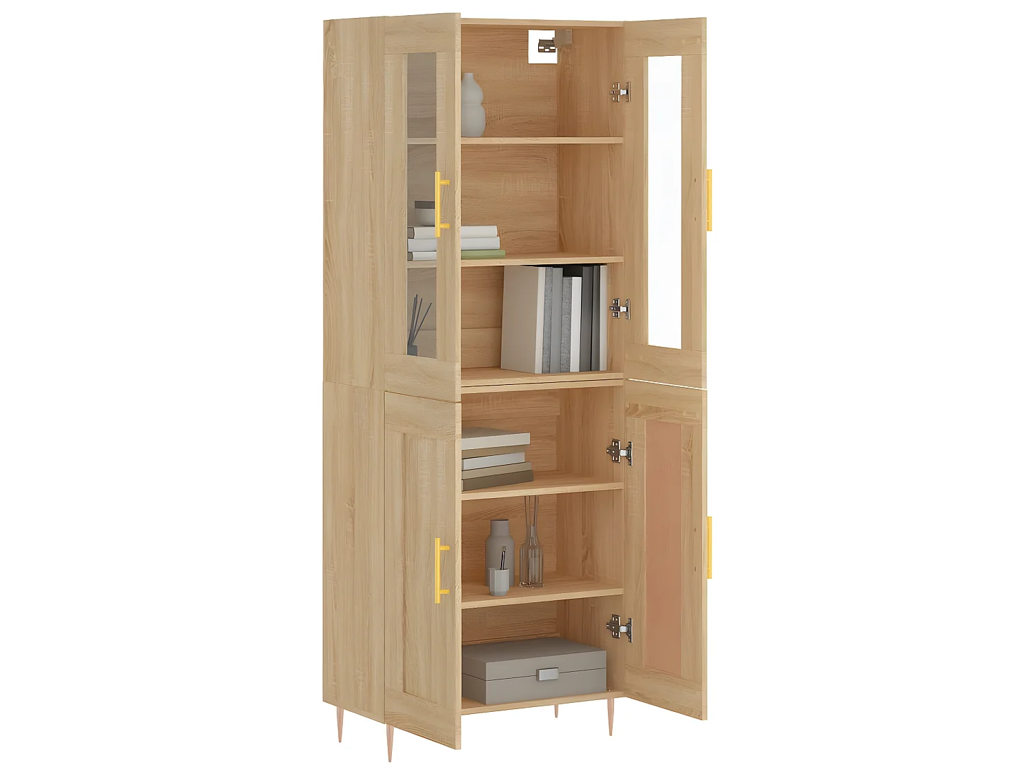 Aparador alto roble Sonoma 69,5x34x180 cm Madera contrachapada