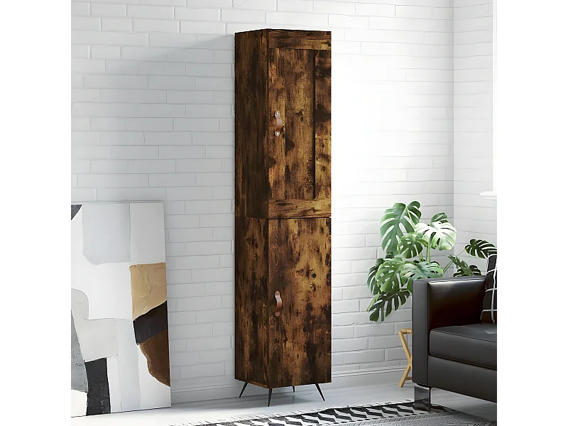 Aparador alto Roble ahumado 34,5x34x180 cm Madera contrachapada