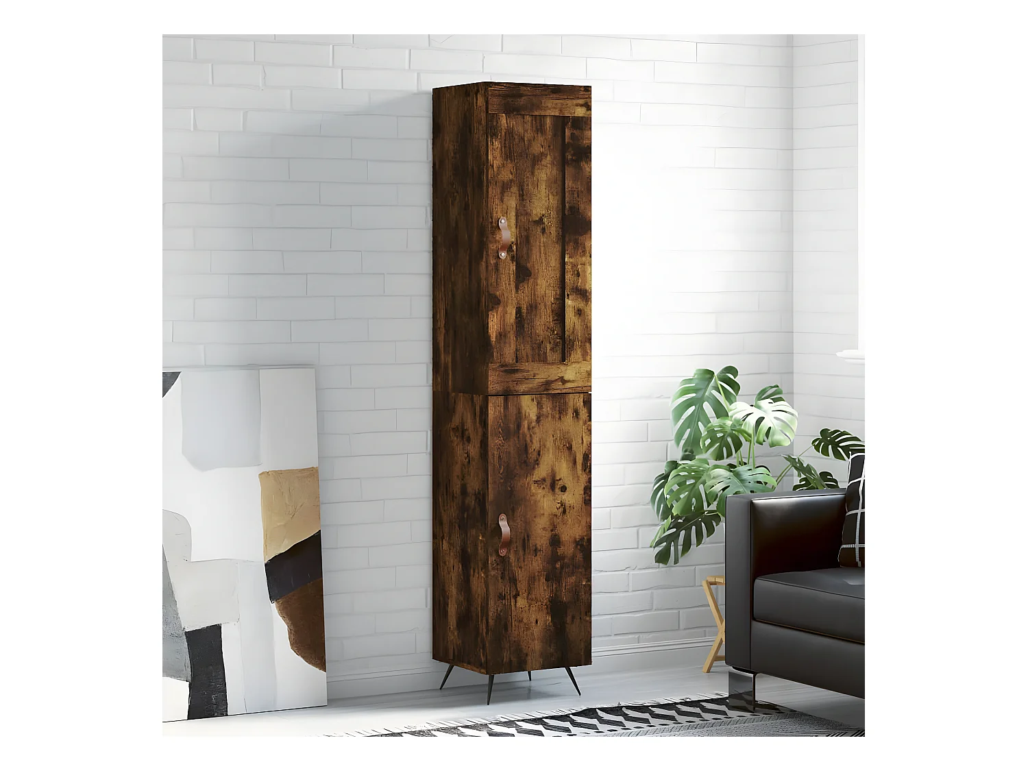 Credenza alta Rovere affumicato 34,5x34x180 cm MDF