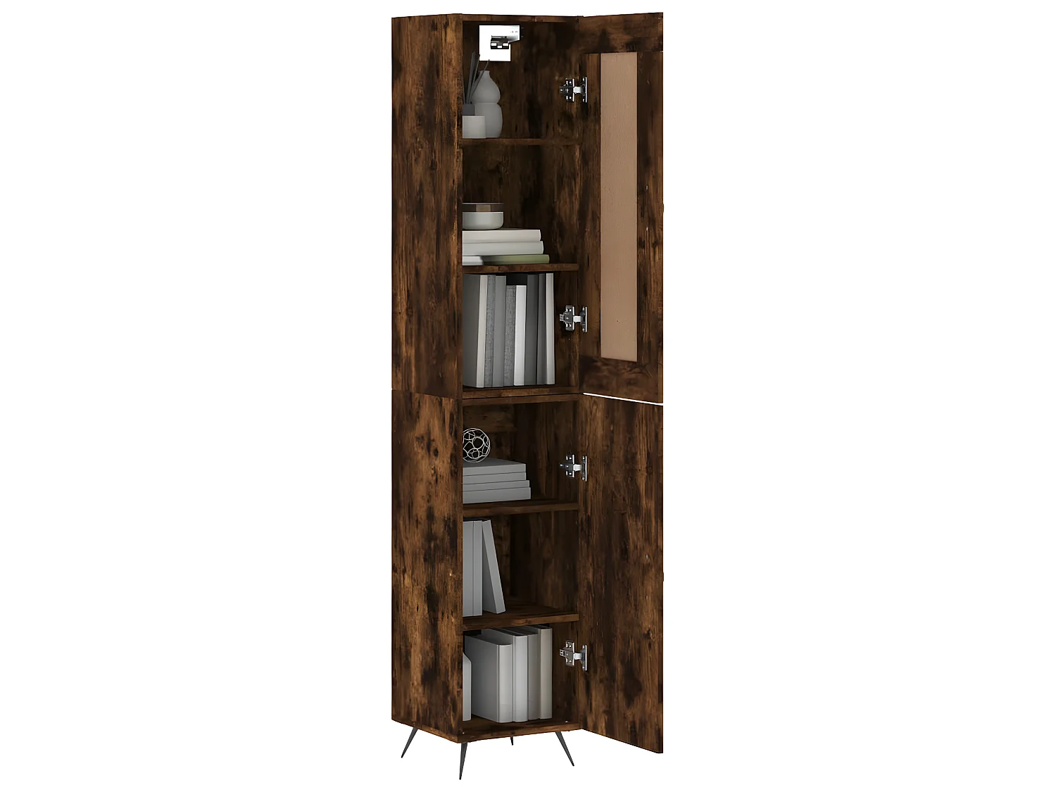 Aparador alto Roble ahumado 34,5x34x180 cm Madera contrachapada