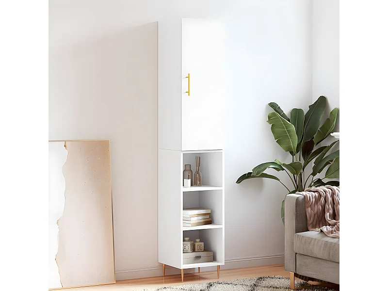 Hohes Sideboard Weiß 34,5x34x180 cm Holzwerkstoff